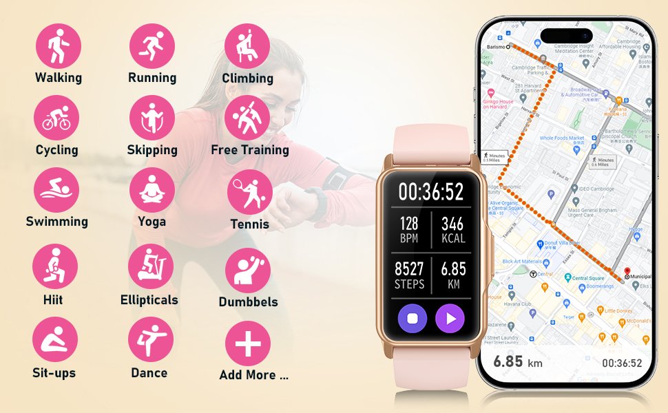 Mindrose fitness tracker paired with smartphone app