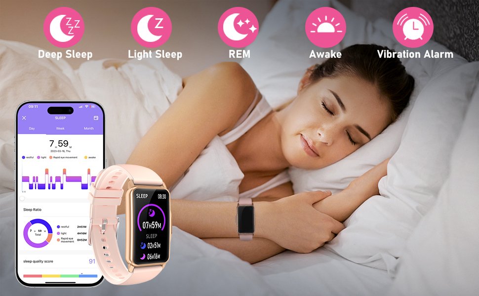 Mindrose fitness tracker watch with heart rate and sleep monitoring